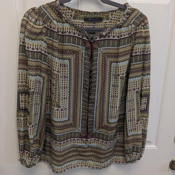 Robert Graham Geometric Silk Blouse - Picture 1 of 5